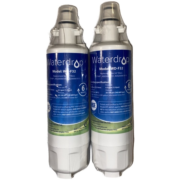 Waterdrop Refrigerator Water Filter Model WD-F32 for LG & Kenmore, 2 PK - Picture 1 of 1